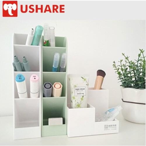 Ushare Multifunctional 4 Grid Organizador Escritorio Office Stationery Desk Organizer Creative Pen Holder Makeup Storage Box