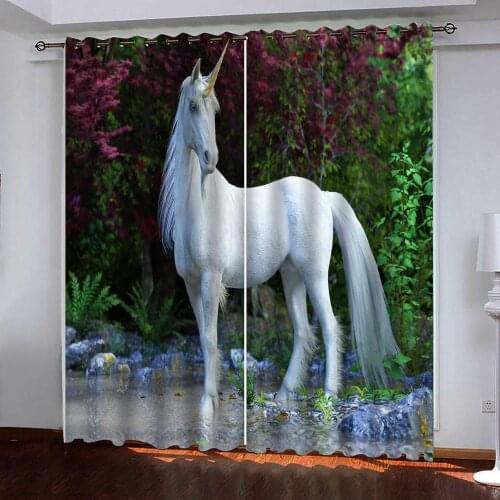 Ustomized size Luxury Blackout 3D Window Curtains For Living Room green curtain horse curtains
