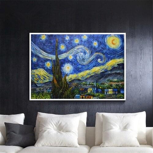 World famous paintings Van Gogh Landscape painting Starry Night Hand painted oil painting on canvas Wall art picture