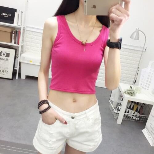 2019 Summer Tank Top Women Sexy Sleeveless Basic Tops Blusas Casual Short Vest Camisole Crop Tops Girl Free Shipping