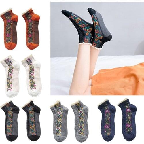 Women Socks Cotton Socks Work Socks Leisure Socks With A Floral Pattern For