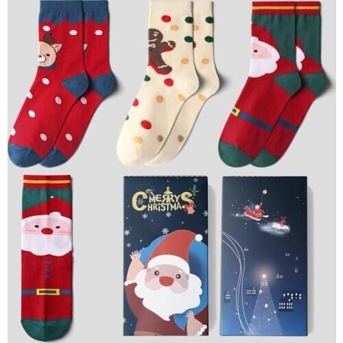 Women Socks for Christmas Kawaii Cartoon Happy New Year