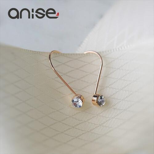 Anise 2017 New Rhinestone U Type Ear Stud Earrings Fashion Simple Geometry Ear Wire Mini Earring Brincos Feminino