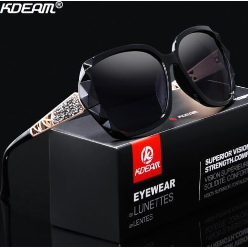 KDEAM Top Quality Polarized Women Sunglasses Diamond Cutting Fashion Sun Glasses For Lady All-matching Polarizing Shades