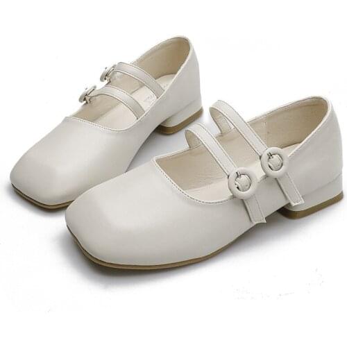 High Quality Square Toe Mary Janes Fashion Women Pumps Soft Comfortable Low Heeled Heels Female Wedding Party Dress Shoes