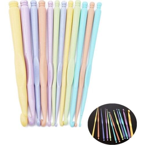 12Pcs Plastic Crochet Hooks Kit Knitting Needles Colorful Stitches Craft Crochet Set DIY Weave Tools Home Sewing Supplies