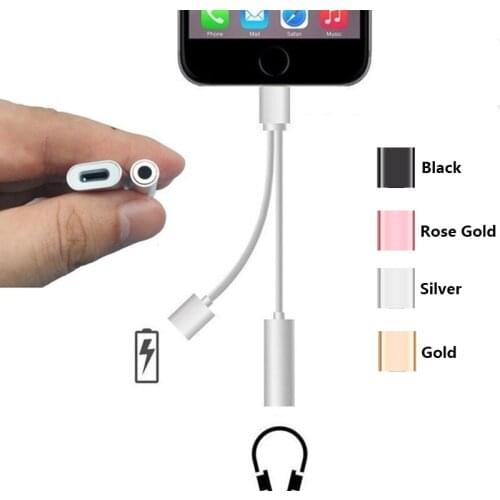 2 In 1 Adapter Splitter Cable For Apple iPhone 13 12 11 Pro Max XS XR X Lighting to 3 5 mm Jack Adapter Charging Audio Connector