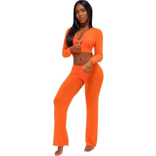 2021 Summer Womens Clothing Casual Mesh Suit Multi-Color Sexy Perspective Beachwear