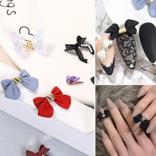 3D Nail Art Decorations Matte Bow Ties Resin Butterfly Jewelry Nail Charms Japanese Style Professional DIY Nails Rhinestones