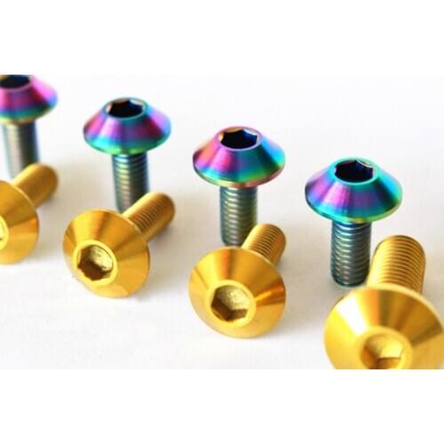 4PCS M6*1.0 Length 12/15/20mm GR5 Titanium Umbrella Head Motorcycle Decorative Bolt