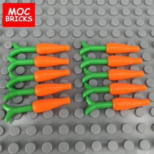 50pcs/lot MOC Bricks The Plant Carrots with Bright Green Top Food Vegetable DIY Building Blocks Action Figure Toy Kids toy gift