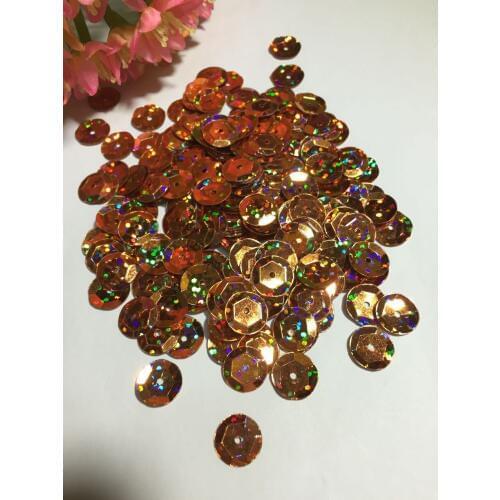 750pcs/lot 10mm Cup Laser Bright Sequin Round Paillettes Sewing Hologram Sequins Craft DIY Accessory Laser Coffee Brown