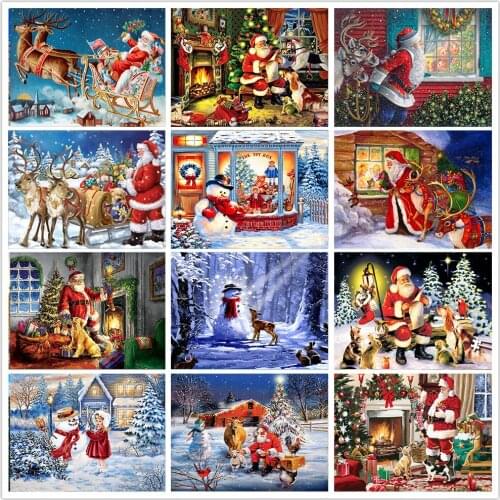 DIY 5D Diamond Painting Santa Full Circle Diamond Cartoon Diamond Embroidery Cross Stitch Kit Christmas Gift Home Decoration