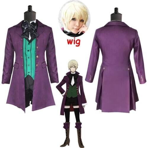 Anime Black Butler 2 Kuroshitsuji Alois Trancy Uniform Outfits Cosplay Costumes Full Set (Outer + Vest + Shirt + Shorts+Bow tie)