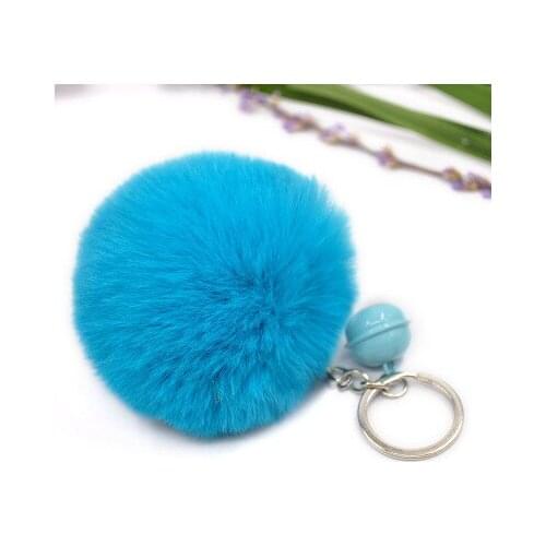 New fashion Imitation Rex Rabbit Bell Hair Ball Keychain Fur Ball Key Chain Pompom Key Chain Key Rings Girl Women Bag Jewelry