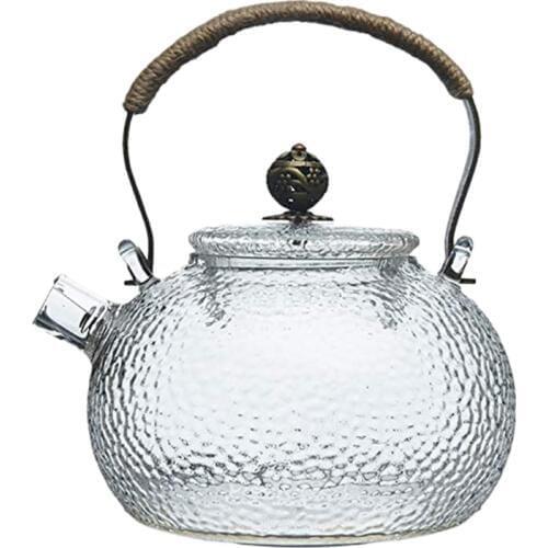 700Ml Teapot Cold Kettle Hammer Heat-Resistant Glass Transparent Copper Handle Beam Pot Can Be Heated Kettle