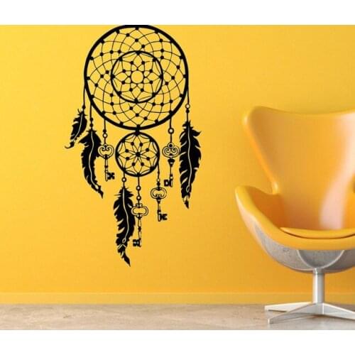 Art Feathers Drean Catcher Wall Sticker Removable Vinyl Wall Mural For Home Bedroom Art Decoration Y-786