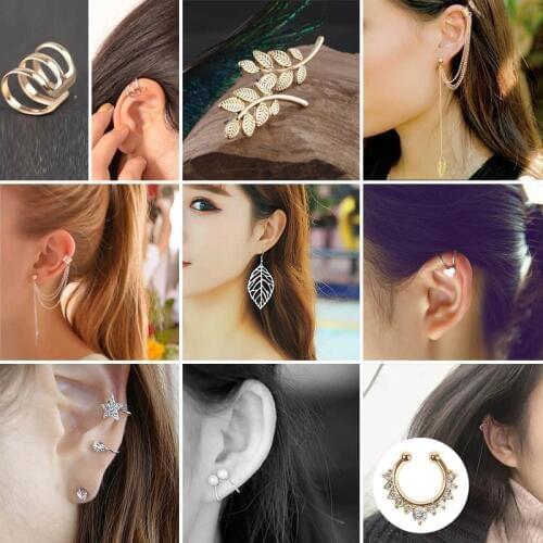 Hiphop Style Fashion Punk Rock Ear Clip Cuff Wrap Earrings No piercing-Clip On Earring Statement Jewelry Ear Clip