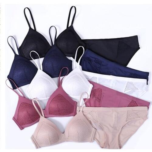 New Women Underwear Set Wire Free Bralette Sexy Lingerie Sets Push Up Bra and Panty Lace Lenceria Comfort Bras Thin Langerie