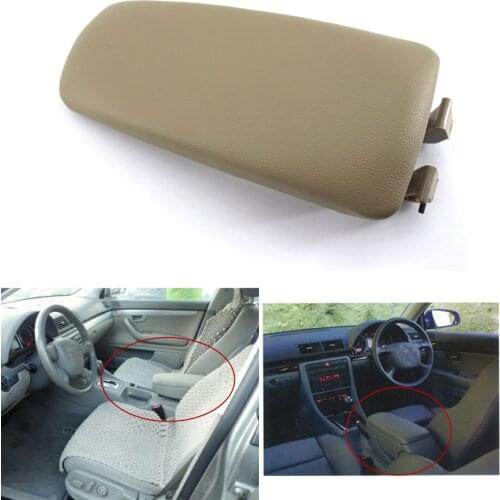 Leather Armrest Center Console Lid Cover for 2002-2008 Audi A4 B6 B7 Beige