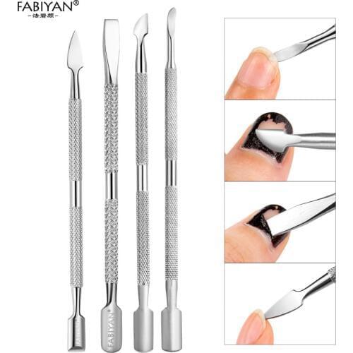 Stainless Steel Metal Cuticle Pusher Trimmer Remover Double Sided Finger Dead Skin Nail Art Manicure Pedicure Care Tool