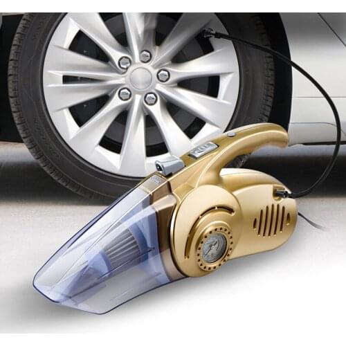 4 In 1 Multi-function Wet Dry Car Vacuum Cleaner Tire Inflator Tire Pressure Gauge LED EMERGENCY 120 W Portable Aspirator Sale