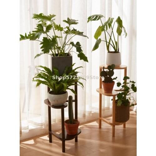 Solid wood multi-layer flower pot rack Nordic style floor shelf indoor balcony living room decoration rack corner flower shelf