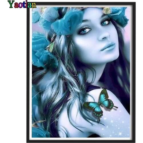 5D DIY Diamond Painting Woman Flower Butterfly Rhinestones Pictures Diamond Embroidery Sale Cross Stitch Mosaic Crafts Kit