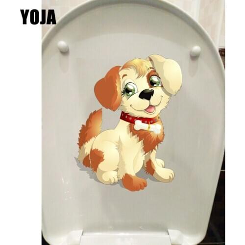 YOJA 16.8*21.3CM Pet Cartoon Dog Wall Decals Decor Home Bathroom Toilet Sticker T1-0236