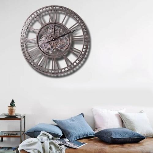 Retro American Wind Wall Clock European Art Iron Gear Clock Living Room Simple Decoration Creative Wall Clock