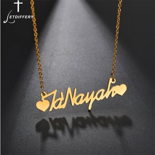 Letdiffery New Custom Name Heart Pendant Necklaces Personalized Nameplate Necklace Stainless Steel Jewelry for Women Party Gifts