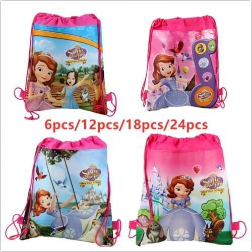New Disney Princess Sofia Non-woven Fabric Drawstring Backpack Gift Bag Storage Bag Kids Girls favor school bags Party Supplies