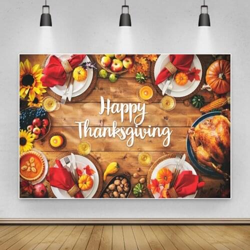 Autumn Thanksgiving Poster Banner Photo Backdrop Turkey Pumpkin Fruit Party Photozone Photography Background Photo Studio