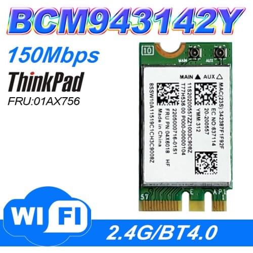 Broadcom BCM43142 1x1BN+BT4.0 PCIE M.2 WLAN For Lenovo G40 G50 Z50 FRU 04X6018 20200557 WIFI card