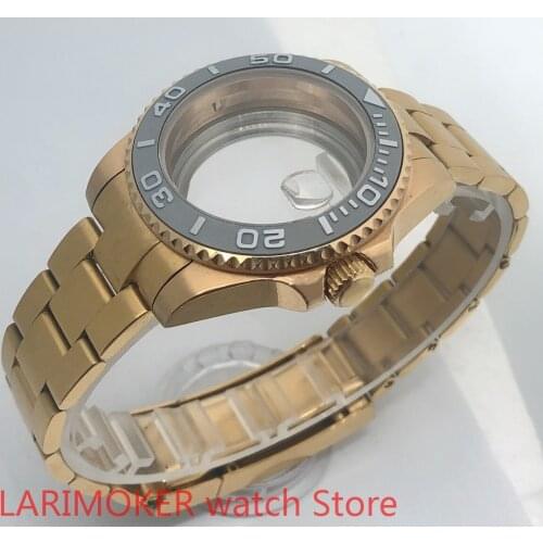 Transparent back cover 904L stainless steel gold strap bracelet with 40mm sapphire glass ETA NH36 MH35 case Silver gray bezel