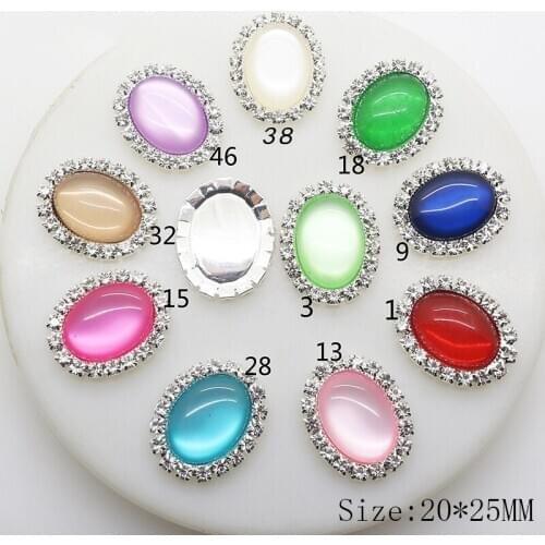 10 Pcs/ Set of 20 * 25MM Resin Cat-eye Rhinestone Buttons, DIY Clothing Embellishment Decoration Accessories Silver
