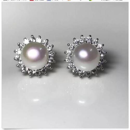 Charming pair of 9-10mm south sea white pearl stud earring 925s