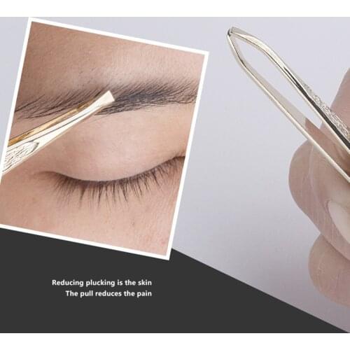 Stainless Steel Eyebrow Tweezers Pliers Beauty Makeup Tools Hair Removal Tweezer Flat Mouth Eyebrow Clip Plucking Eyelash Curler