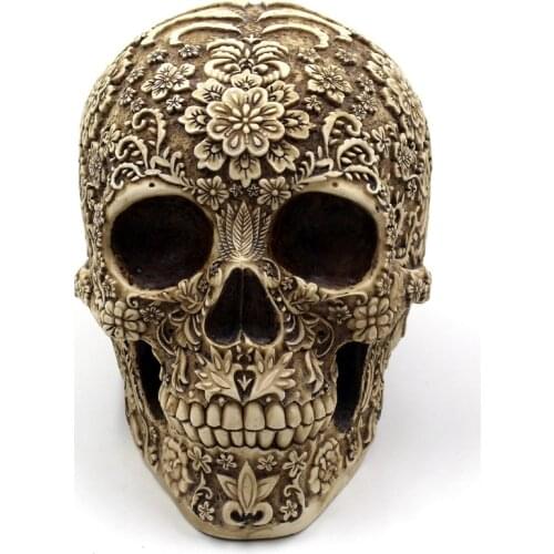 Modern Resin Statue Retro Skull Decor Home Decoration Ornaments Creative Art Carving Sculptures Skull Model Halloween Gifts