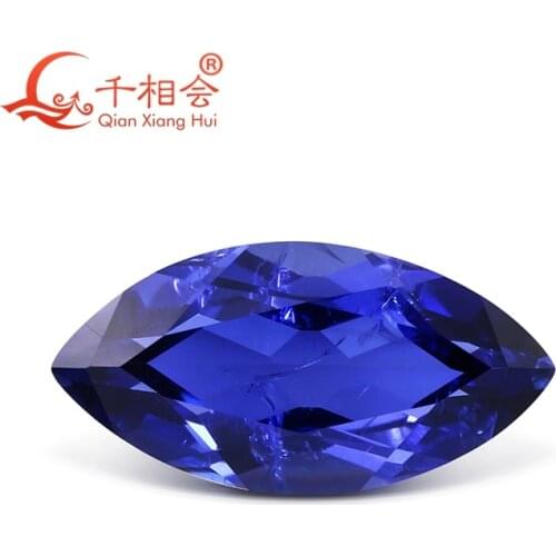 33# light blue marquise shape artificial sapphire natural cut including minor cracks and inclusions corundum loose gem stone