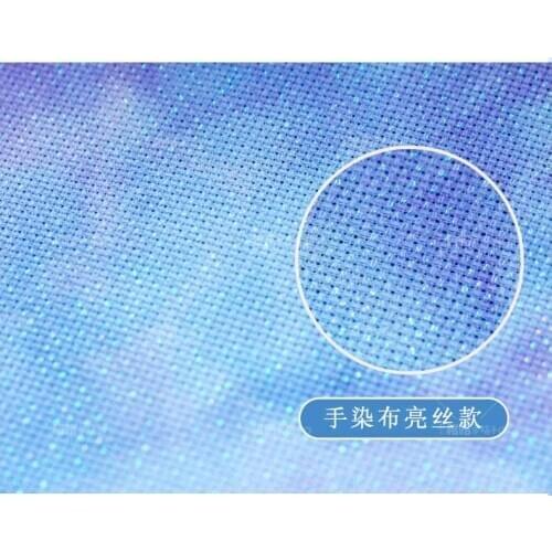 Bright silk cloth ice blue purple leaflet ice blue purple hand dyed cloth 14CT 35X30CM Cross stitch fabric