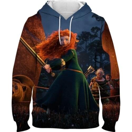 New Disney Movie Brave Hoodie For Men 3D Printed Fashion Oversized Male Women Sweatshirts Spring Autumn Childrens' Anime Hoodies