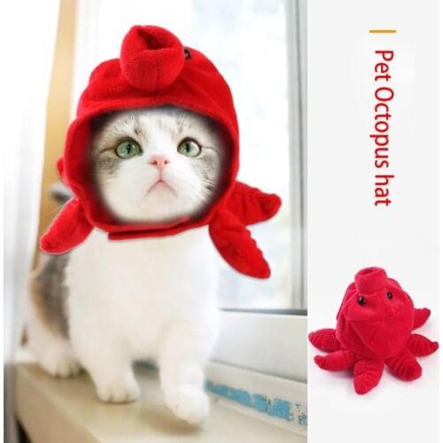Funny Cat Halloween Hat Octopus Shape Small Dog Cat Cap Cute Pet Halloween Head Accessories Costume Kitten Headgear Headdress