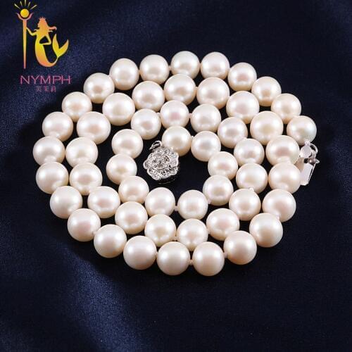 [NYMPH] Pearl Jewelry Pearl Necklace natural fresh water white near round 8-9mm fine gift for women [XX001]