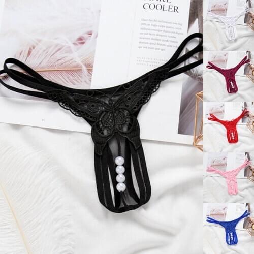 Womens Lace Low-waist Briefs Personality Underwear Opening Crotch Sexy Panties Transparent G-string Thong Female Lingerie