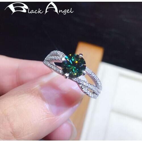 BLACK ANGEL 925 Sterling Silver Double Layer Weave Luxury Created Green Blue Gemstone Resizable Ring For Women Wedding Jewelry