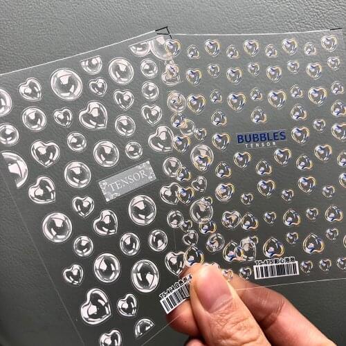 1 Sheet 3D Nail Art Sticker Transparent Bubble 5D Soft Reliefs Embossed Adhesive Nail Art Decorations Nail Decals Wholesale