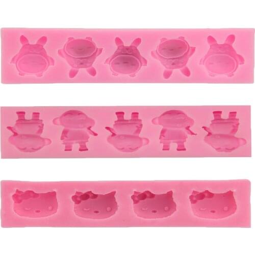 1Pcs 3D Cartoon Character Shape Fondant Cake Stencils Chocolate Cat Candy Mould Kitchen Cake Decorating Tools