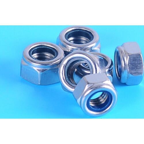 20PCS/Lot DIN985 M3 M4 M5 M6 304 Stainless Steel Nylon Lock Nuts Nylon Insert Hex Lock Nuts Self-locking Anti-skid Locknut