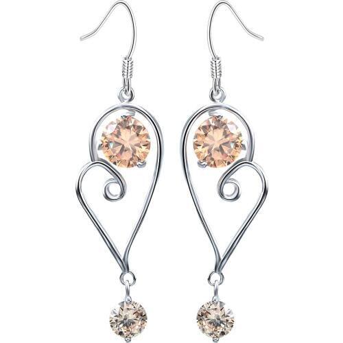 2016 fashion romantic zircon silver plated LOVE earrings jewelry for women trendy HEART new design wedding party accessories